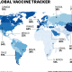 World map: COVID vaccination rates by country