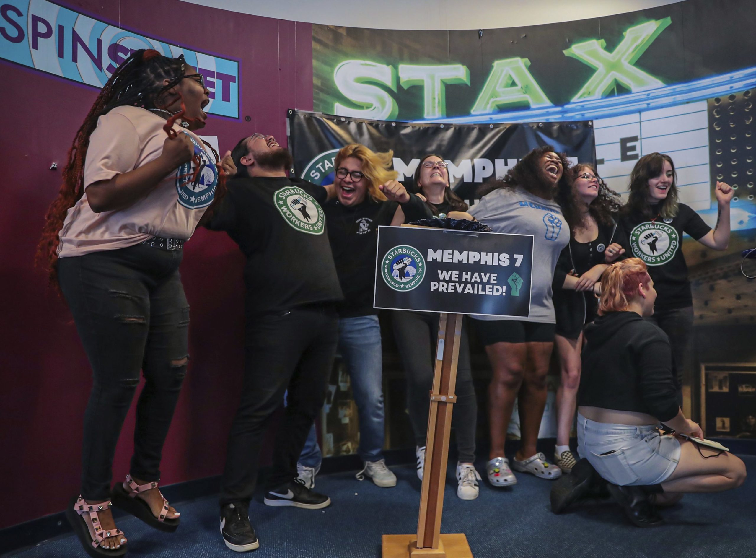 7 Starbucks workers who pushed to organize even after getting fired in February celebrate union vote in Memphis